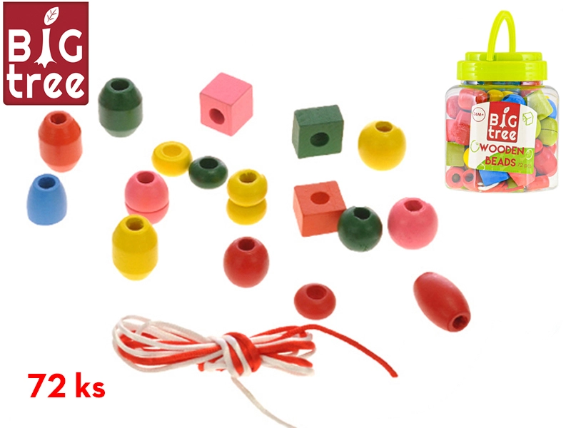 Korálky dřevěné 72ks v dóze