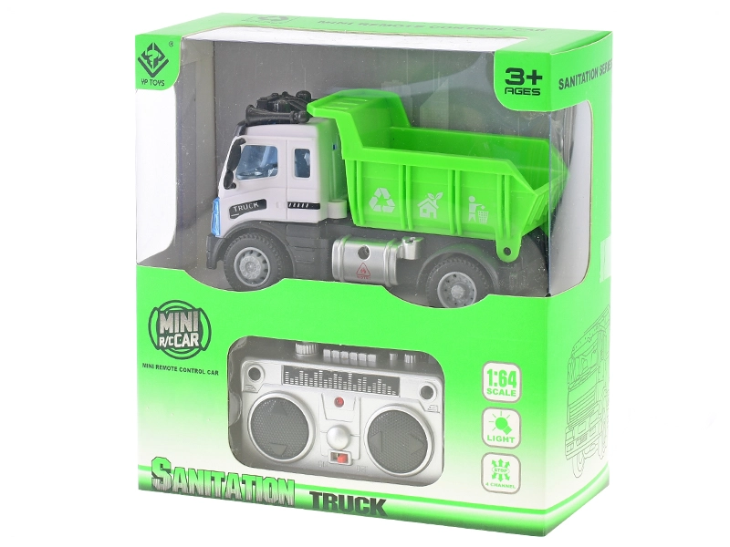 R/C auto nákladní 12,5cm 1:64 plná funkce na baterie se světlem 27MHz v krabičce