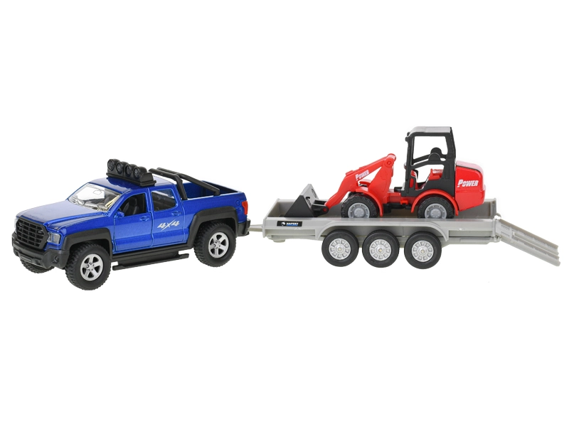 Kids Globe Traffic auto SUV 30cm na zpětný chod na baterie se světlem a zvukem s bagrem v krabičce