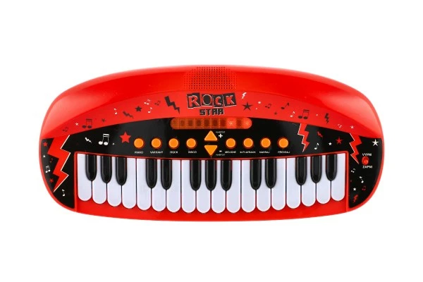 Pianko ROCK STAR 31 kláves plast 46cm na baterie se zvukem, světlem v krabici 52x24x8cm