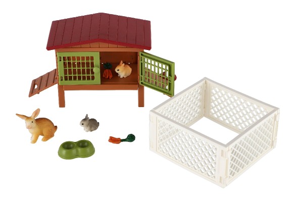 Teddies Králíkárna s výběhem plast s doplňky v krabici 23x19x8cm