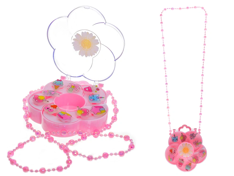 Sada prstýnků 10ks v krabičce 10x10cm ve tvaru květiny