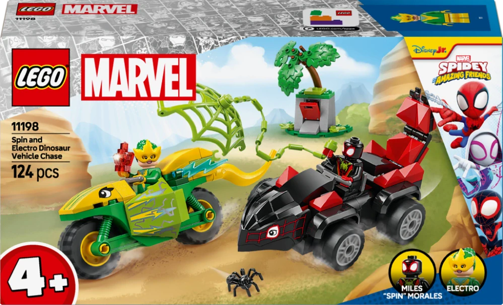 LEGO® Marvel Spidey a jeho úžasní přátelé 11198 Spin, Electro a honička s dinosauřím vozidlem