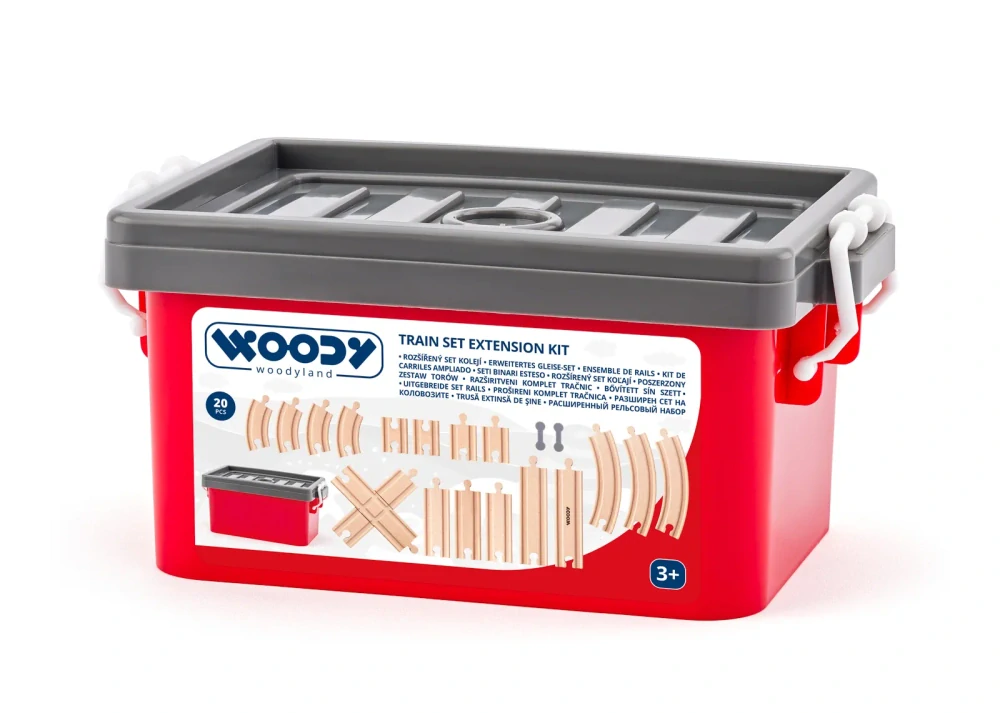 Woody Set kolejí v plastovém boxu, 20ks