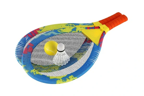 Teddies Plážová sada pálky 2ks kov/plast 27x54cm s míčkem s košíčkem barevné v síťce