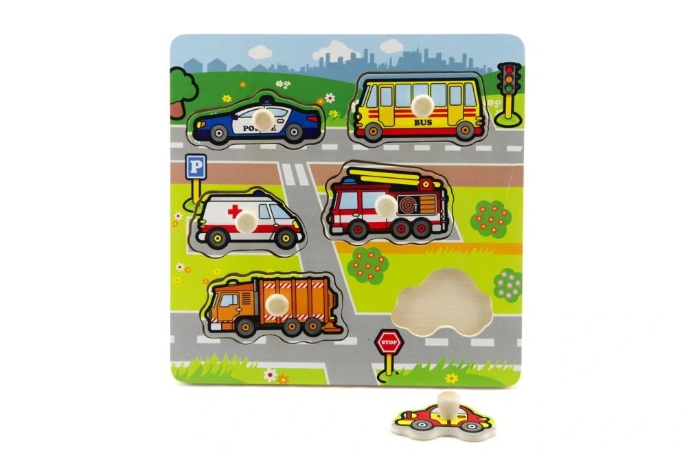Teddis Vkládačka Moje první auta dřevo 6ks 22,5x22,5x2,5 cm 12m+ MPZ