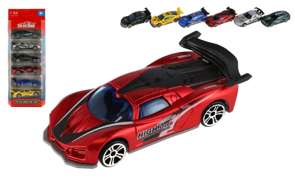 Teddies Auto závodní 6ks kov/plast 8cm na volný chod v krabičce 10,5x27x4cm