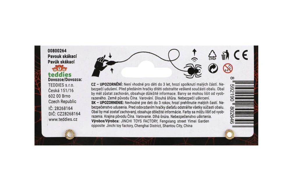 Teddies Pavouk skákající plyš/plast 7cm v sáčku 14x19x3cm