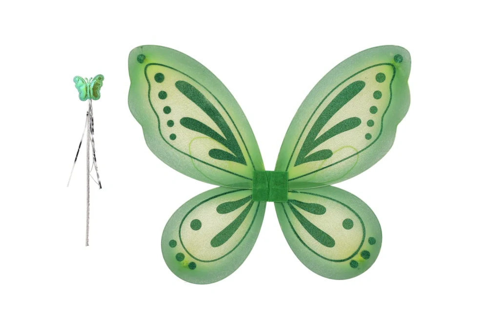 Teddies   Křídla motýlí s hůlkou nylon 2 barvy v sáčku 30,5x46x1cm karneval