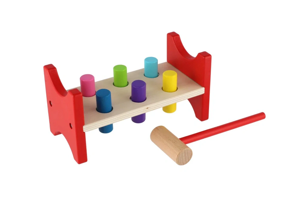 Teddies Zatloukačka s kladívkem dřevo v krabici 20x10x9,5cm