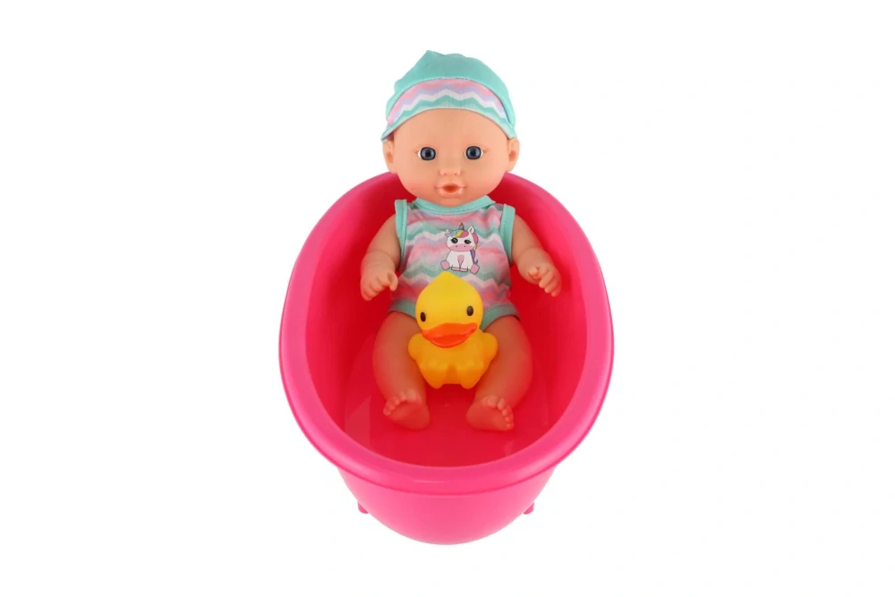Teddies Miminko panenka s kačenkou 22cm ve vaničce plast v krabici 20x33x10cm