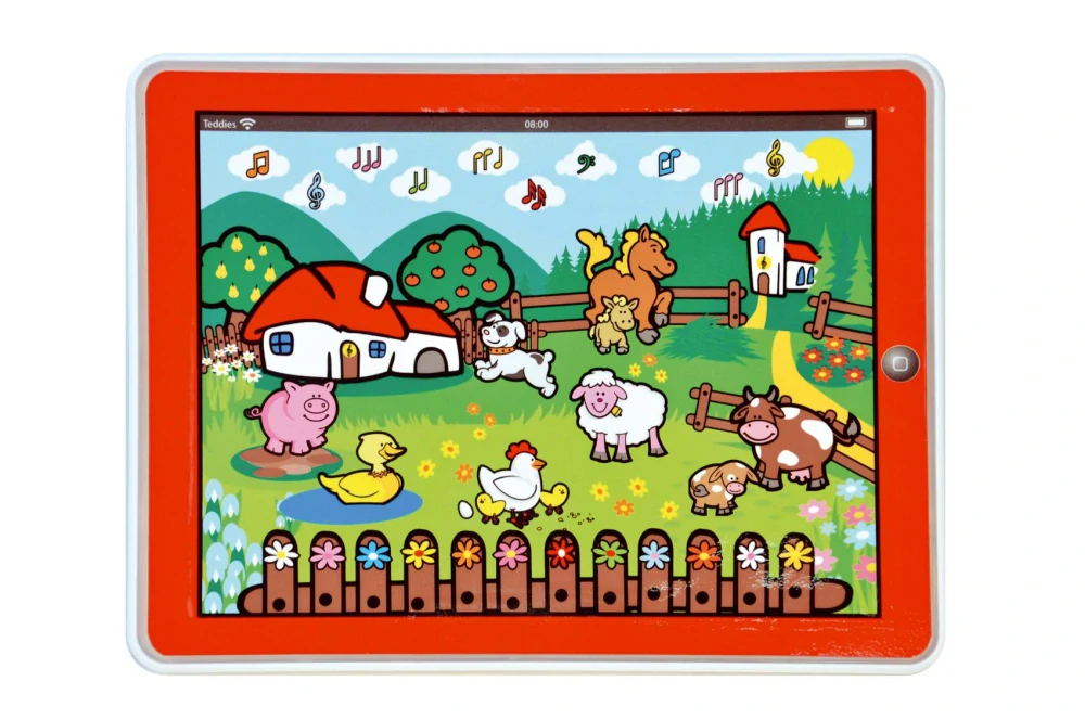 Teddies Tablet farma pro nejmenší Moje první zvířátka 24x19x1,5cm na bat. se světlem a zvukem v krabičce MPZ