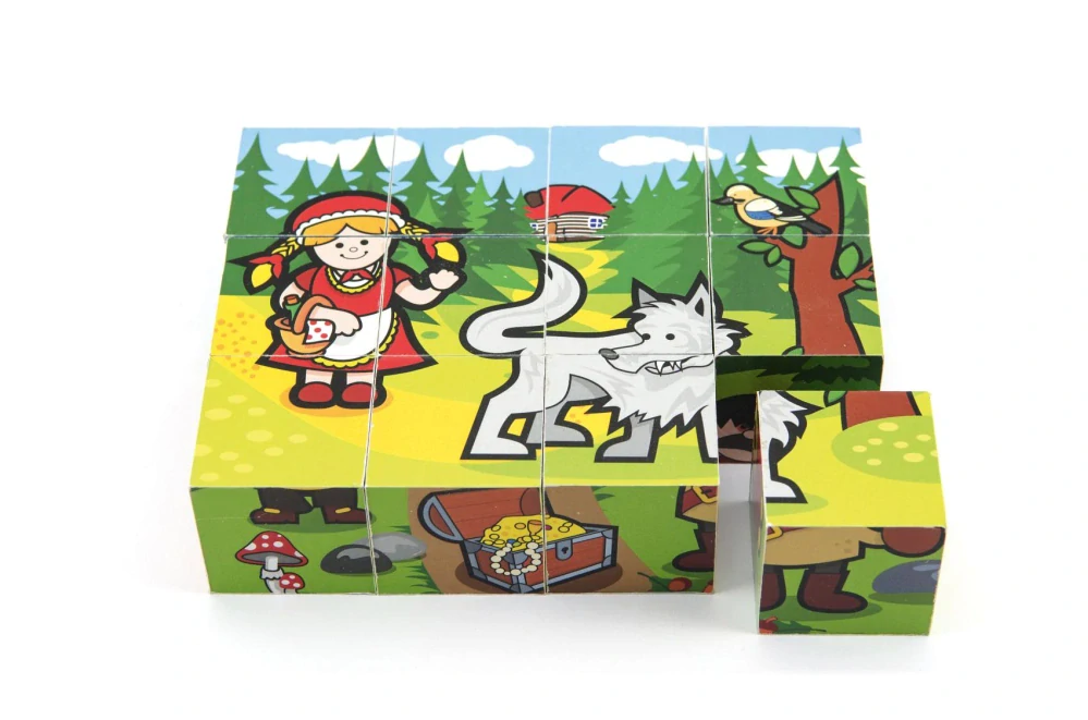 Teddies Kostky kubus dřevěné Moje první pohádky 12ks v krabičce 17x12,5x4cm