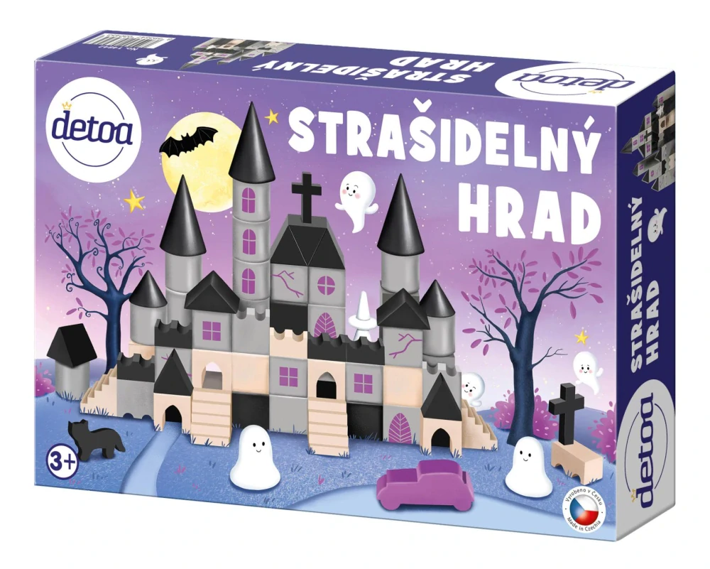 Detoa Stavebnice Strašidelný hrad dřevěný v krabici 29,5x20x6,5cm