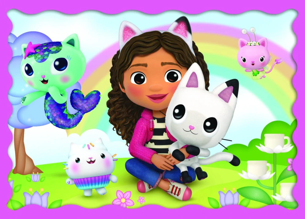 Trefl Puzzle 4v1 Gabbyina dobrodružství/Gabby´s Dollhouse 28,5x20,5cm v krabici 28x28x6cm