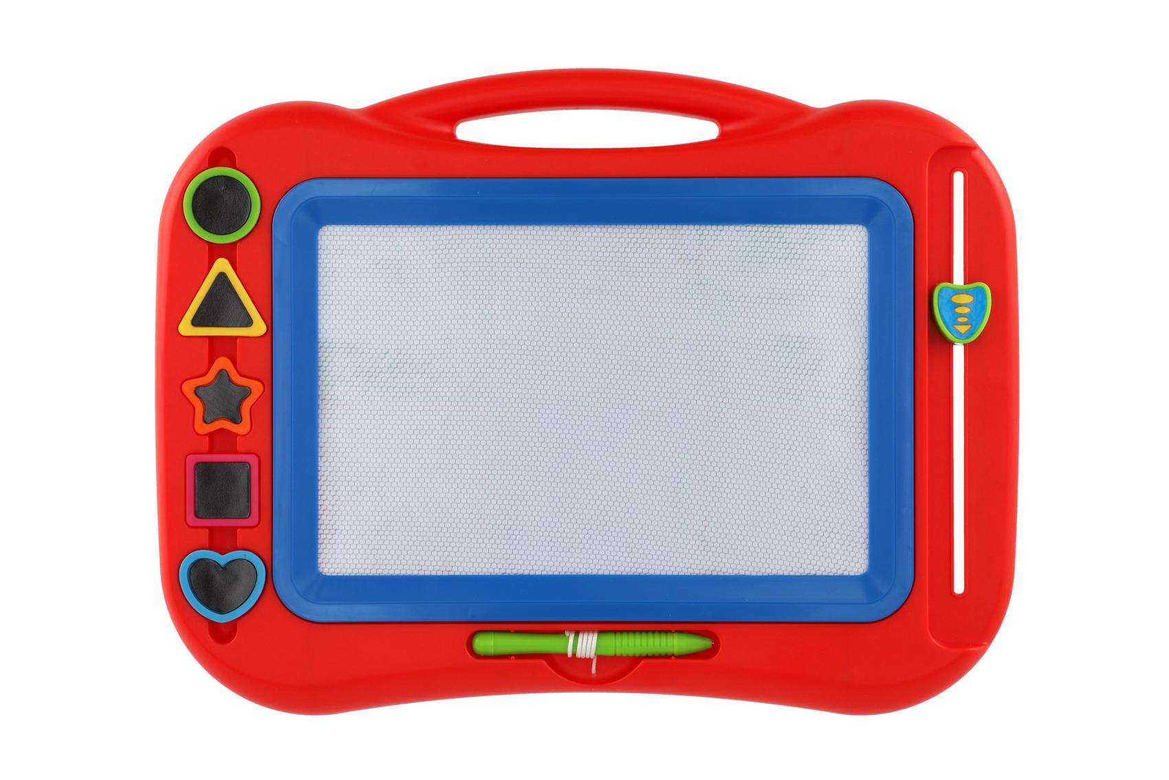 Teddies Magnetická tabulka barevná + razítka 5ks plast 43x30cm v krabici