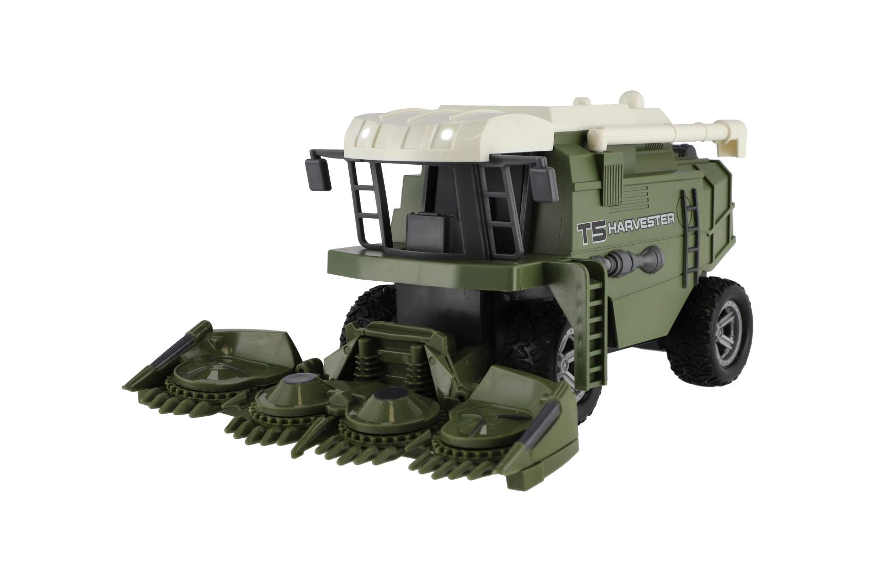 Teddies Kombajn na kukuřici RC plast 22cm 27MHz na baterie se světlem v krabici 30x21x12cm