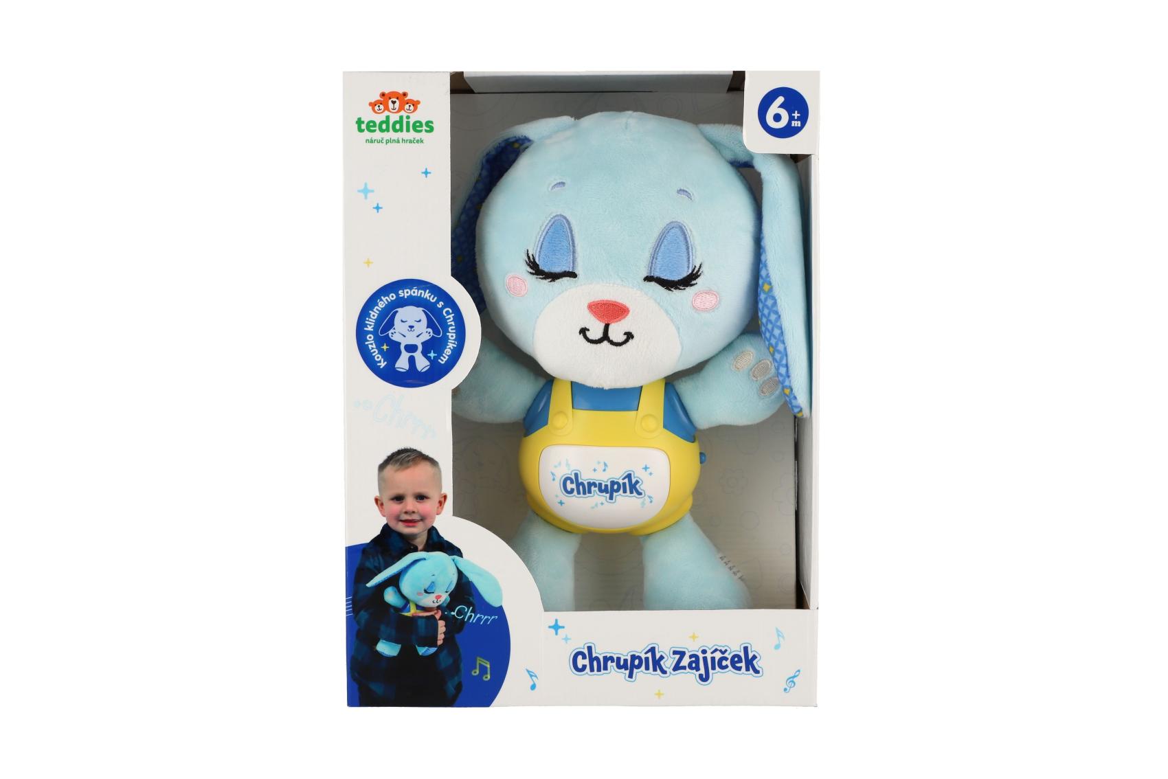 Teddies Zajíček Chrupík usínáček plyš/plast na baterie se zvukem se světlem v krabici 22x30x10,5cm 6m+