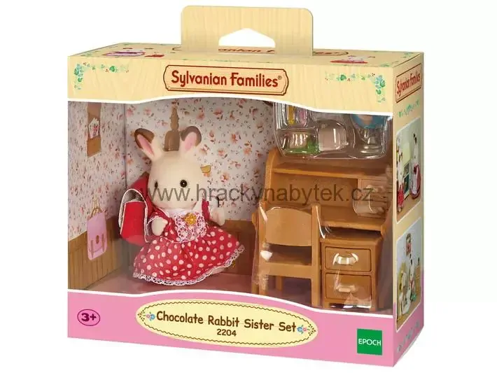 Sylvanian Families Nábytek "chocolate" králíků - sestra u psacího stolu se židlí