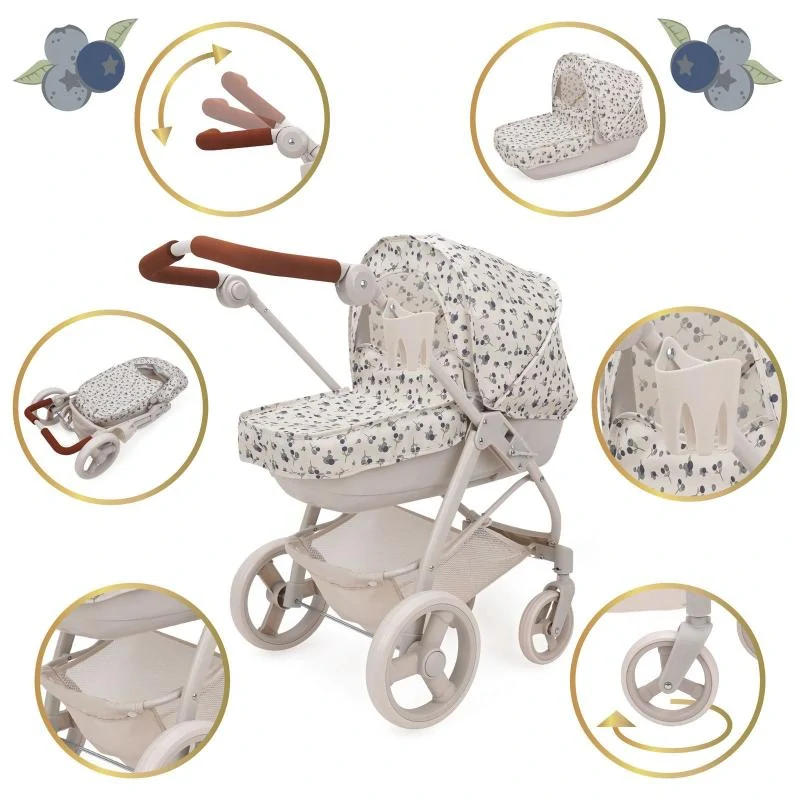 Five O Nine Crew Bella 2in1 Doll Pram, Blueberry