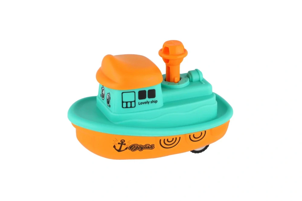 Teddies Loď/Lodička Zmáčkni a jeď plast 5x10cm na setrvačník 4 barvy assort