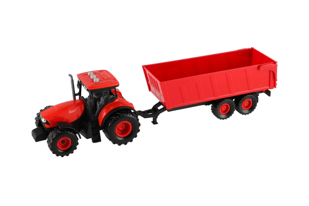 Teddies Traktor Zetor s valníkem plast 36cm na setrvačník na bat. se světlem se zvukem v krabici 39x13x13cm
