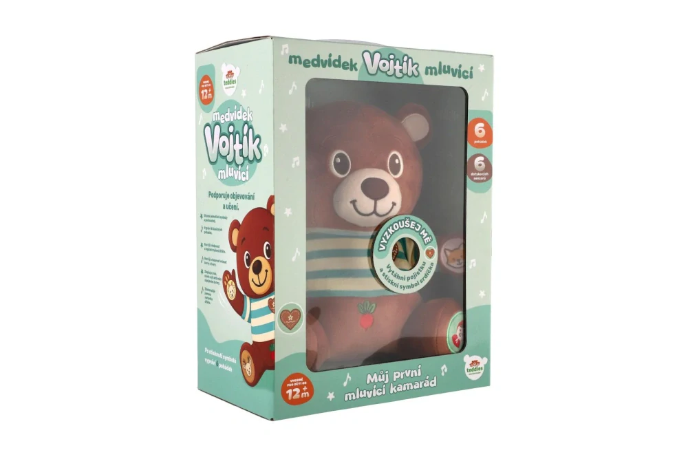 Teddies Medvěd Vojtík pohádkový česky mluvící plyš 22x23cm na baterie v krabici 12m+