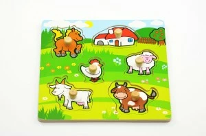 Teddies Vkládačka Moje první zvířátka 6 ks 22,5 x 22,5 x 2,5 cm