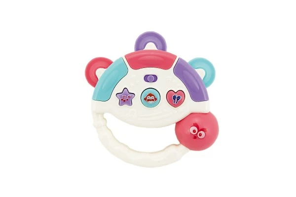 Tamburínka baby plast 12cm asst 2 barev na baterie se světlem se zvukem na kartě 18m+