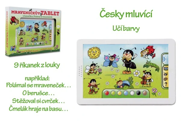 Teddies Mravenečkův tablet plast 30x20x2cm na baterie se zvukem v krabici 38x28x4,5 cm