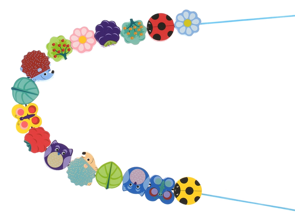 MikroTrading Navlékací korálky dřevěné 17 dílků v krabičce