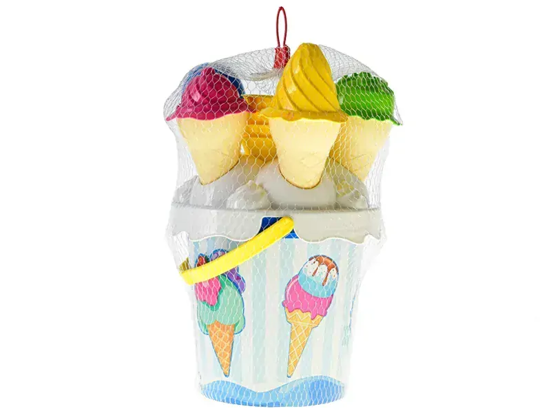 Sada na písek 27cm zmrzlina modrá 15 ks 10m+ v síťce