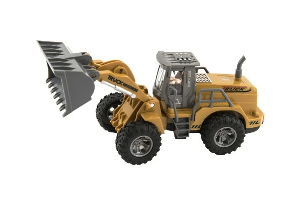 Auto Buldozér RC plast 22cm na dálkové ovládání 27MHz na baterie se světlem v krabici 37x12x11cm