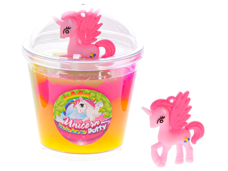 Mikro Trading Hmota duhová v kelímku 9,5x7,5cm s jednorožcem