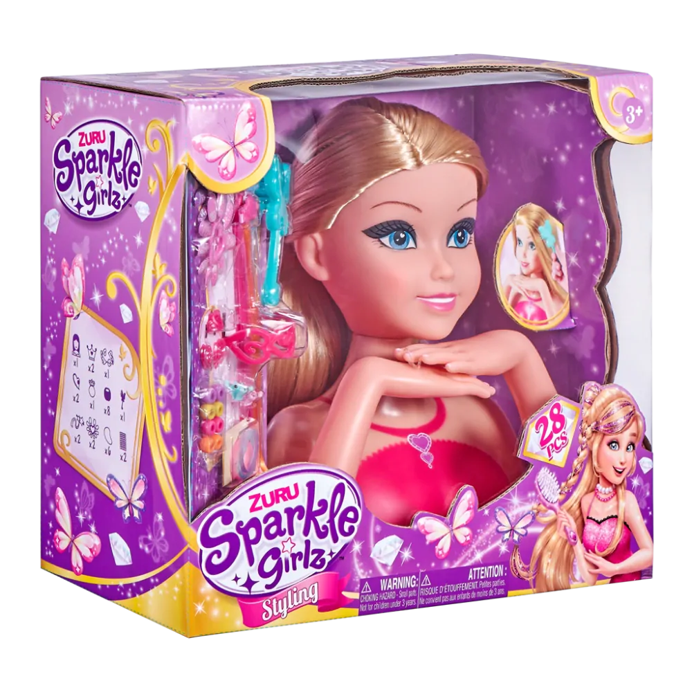 Česací hlava Sparkle Girlz s doplňky