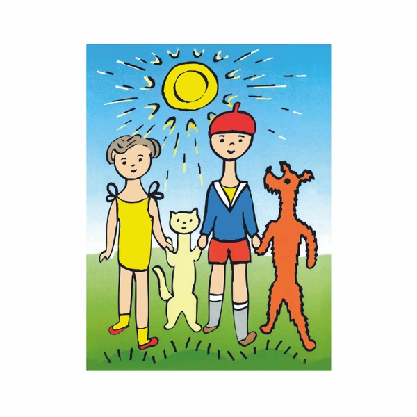 Dino Dřevěné kostky Pejsek a kočička – 12 kostek