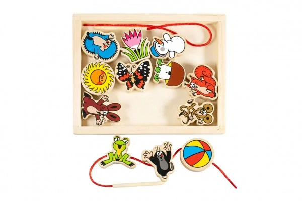 Detoa Provlékačka Krtek dřevo 12ks v dřevěné krabičce 19x15cm ve fólii 18m+