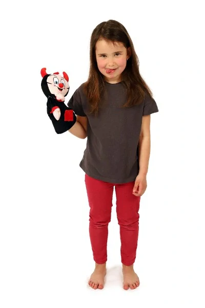 Teddies Čertík/čert maňásek na ruku plyšový 30cm na kartě 0m+