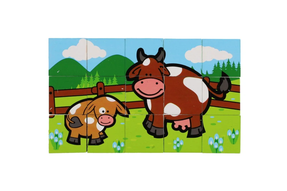 Teddies Kostky kubus Moje první zvířátka dřevo 15ks v dřevěné krabičce 20x13x5,2cm od 12 měsíců MPZ