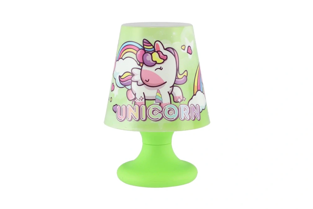 Teddies Mini lampička s jednorožcem na stůl plast 8x11cm na baterie 3 barvy