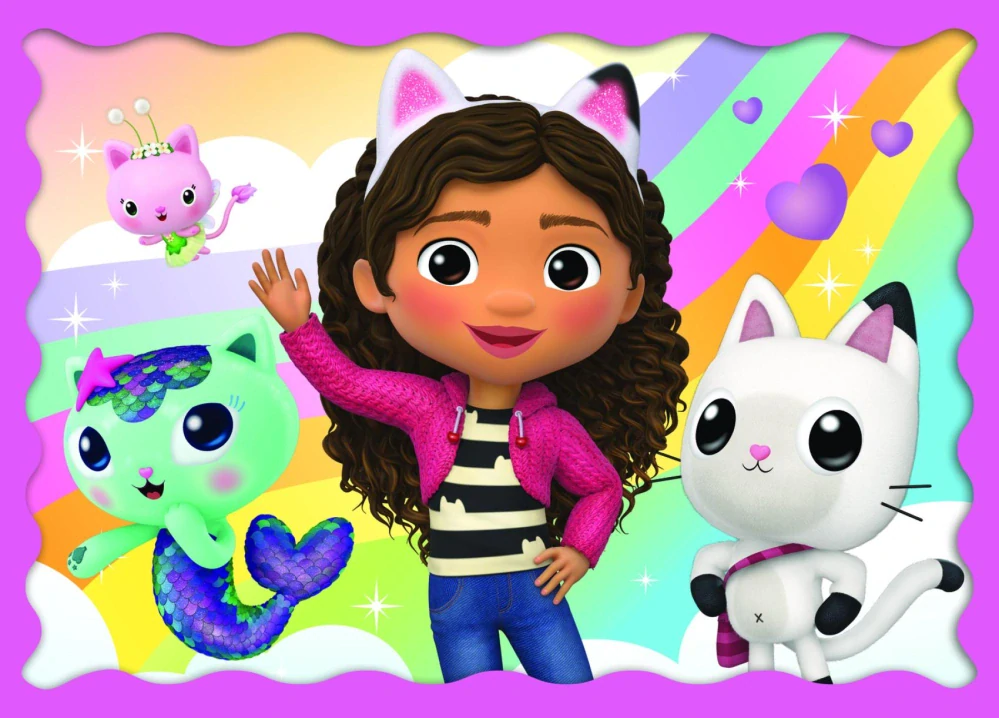 Trefl Puzzle 4v1 Gabbyina dobrodružství/Gabby´s Dollhouse 28,5x20,5cm v krabici 28x28x6cm