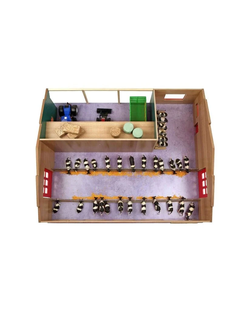 Kids Globe 610310 Farming kravín se skladem a pastvinou dřevěný 1:32