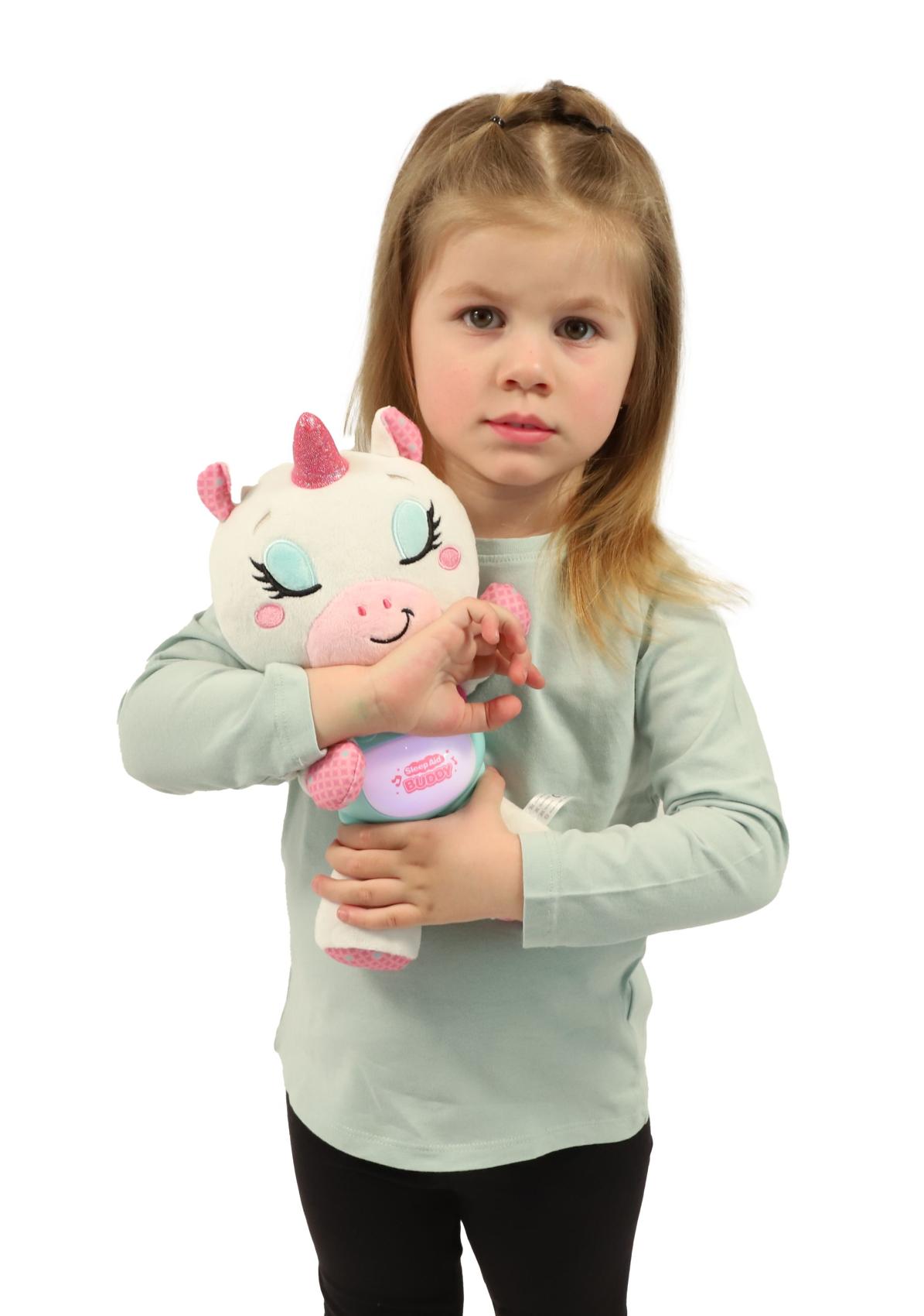 Teddies Jednorožec Chrupík usínáček plyš/plast na baterie se zvukem se světlem v krabici 22x30x10,5cm 6m+