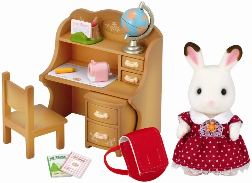 Sylvanian Families Nábytek "chocolate" králíků - sestra u psacího stolu se židlí