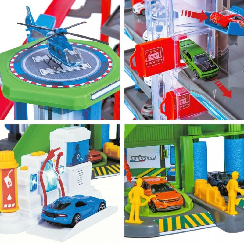 Majorette Garáž Super City + 6 autíček a vlak