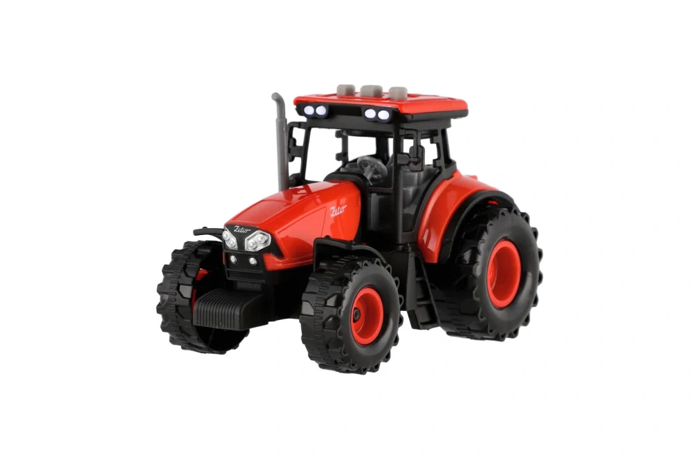 Teddies Traktor Zetor s valníkem plast 36cm na setrvačník na bat. se světlem se zvukem v krabici 39x13x13cm