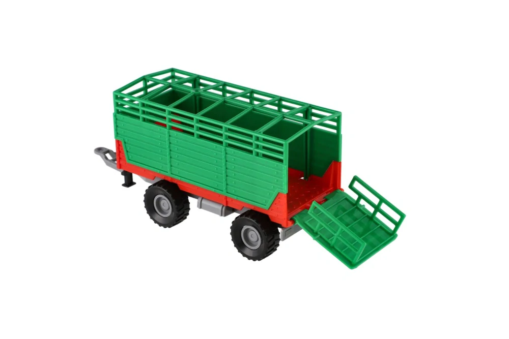 Teddies Traktor Zetor s vlekem plast 36cm na setrvačník na bat. se světlem se zvukem v krabici 39x13x13cm