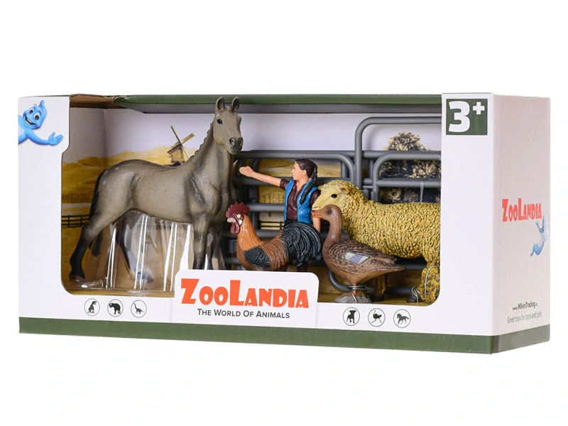 Zoolandia zvířátka farma s doplňky 4druhy v krabičce