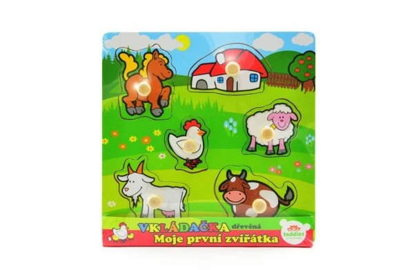 Teddies Vkládačka Moje první zvířátka 6 ks 22,5 x 22,5 x 2,5 cm