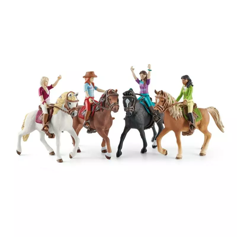 Schleich 42542 Černovláska Sarah s pohyblivými klouby na koni